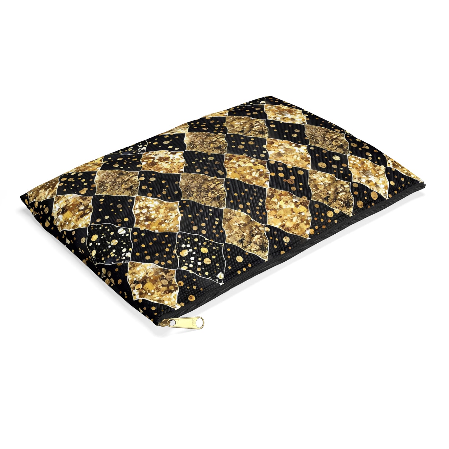 Glamorous Gold and Black Accessory Pouch, Makeup Bag