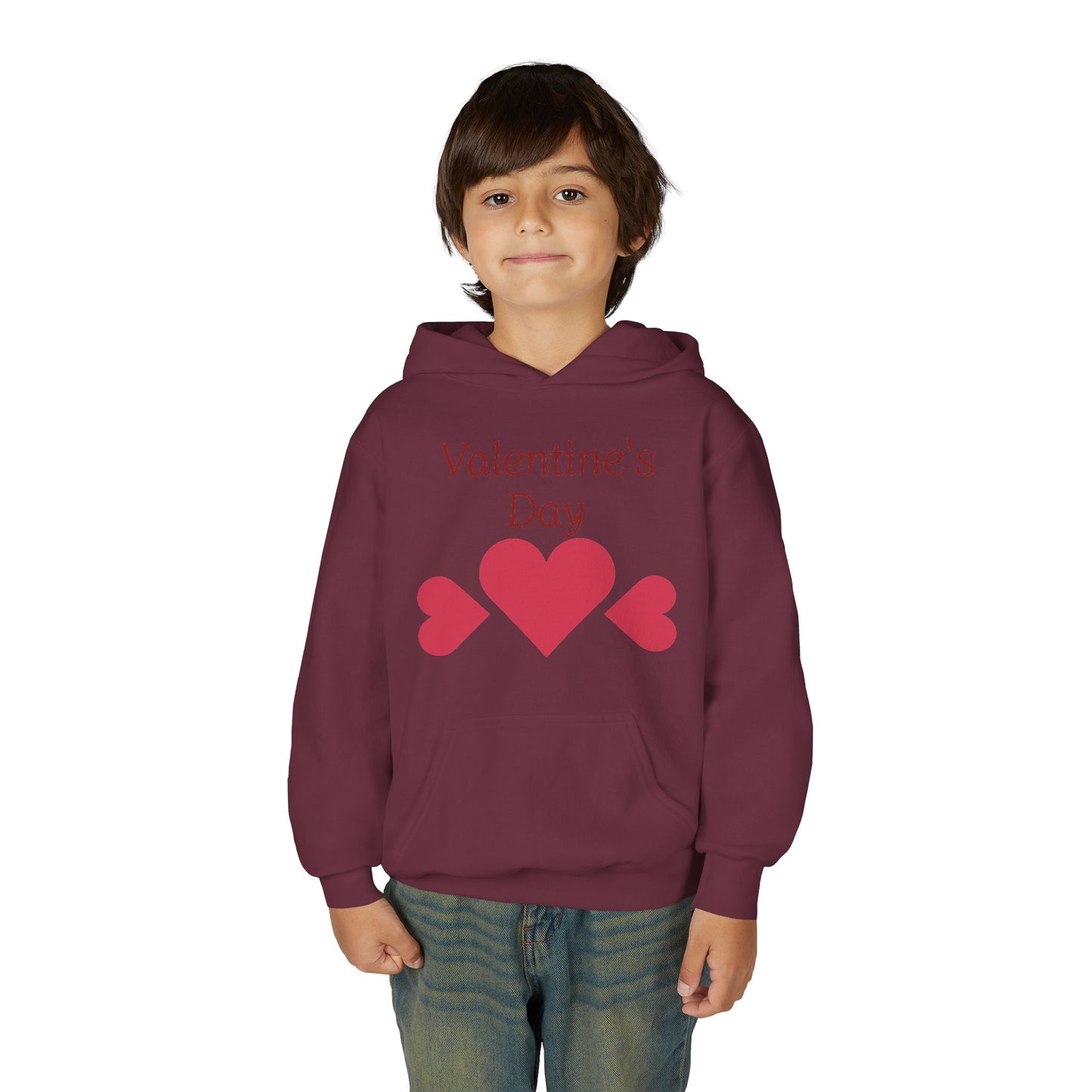 Valentine's Day Kids Hoodie - Pink Heart Trio Youth Sweatshirt