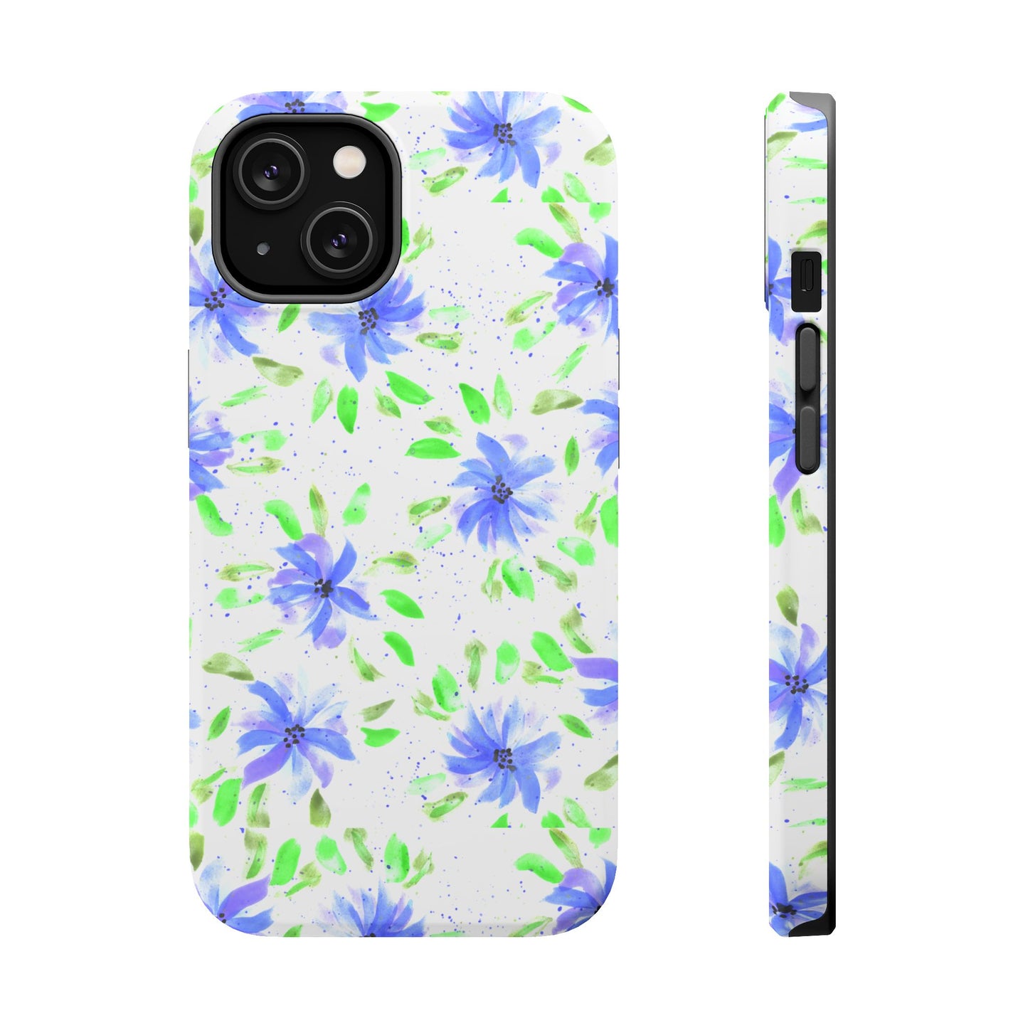 Floral Blue Watercolor Phone Case — Magnetic Impact-Resistant