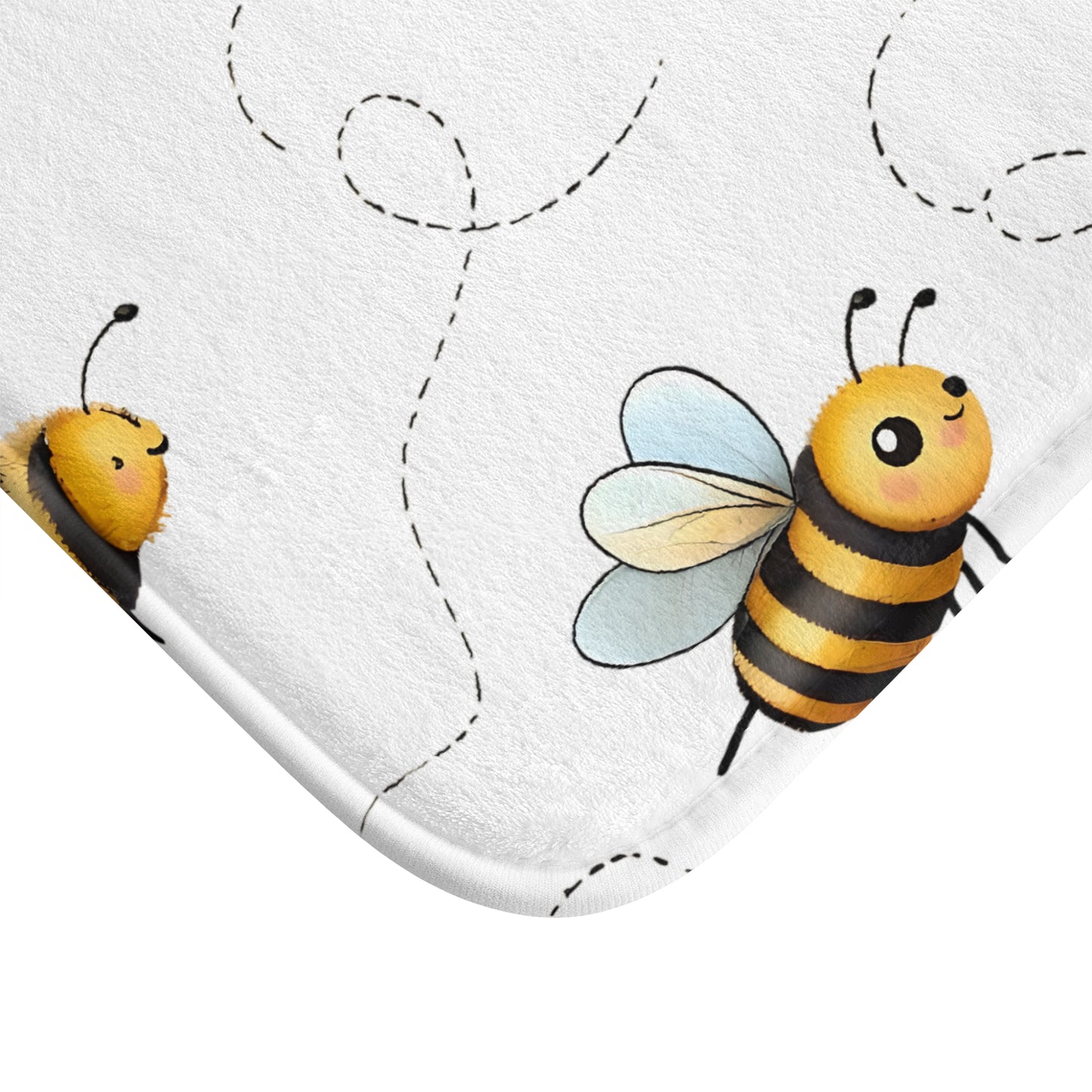 Buzzing Bees Bath Mat White and Yellow
