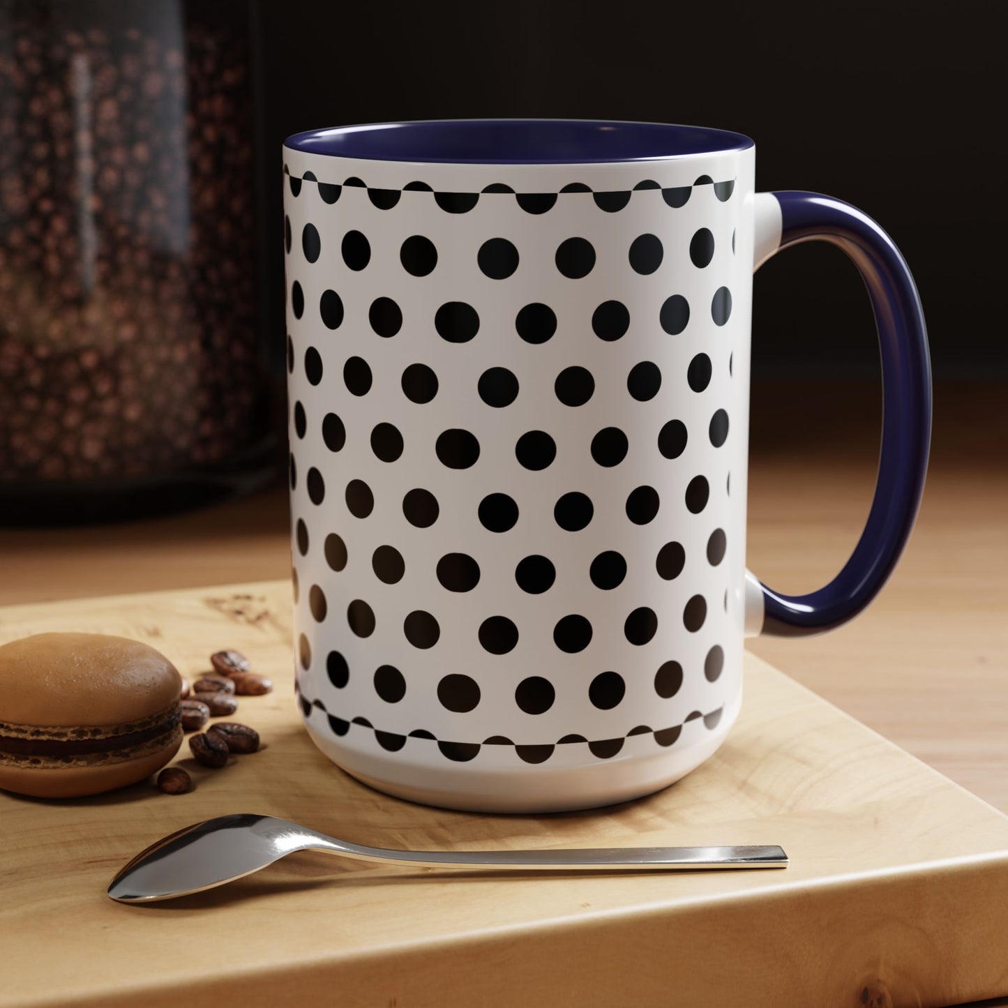 Elegant Polka Dot Mug - Stylish Coffee Cup for Home, Office, Gift for Birthdays, Anniversaries, Holidays, Unique Drinkware