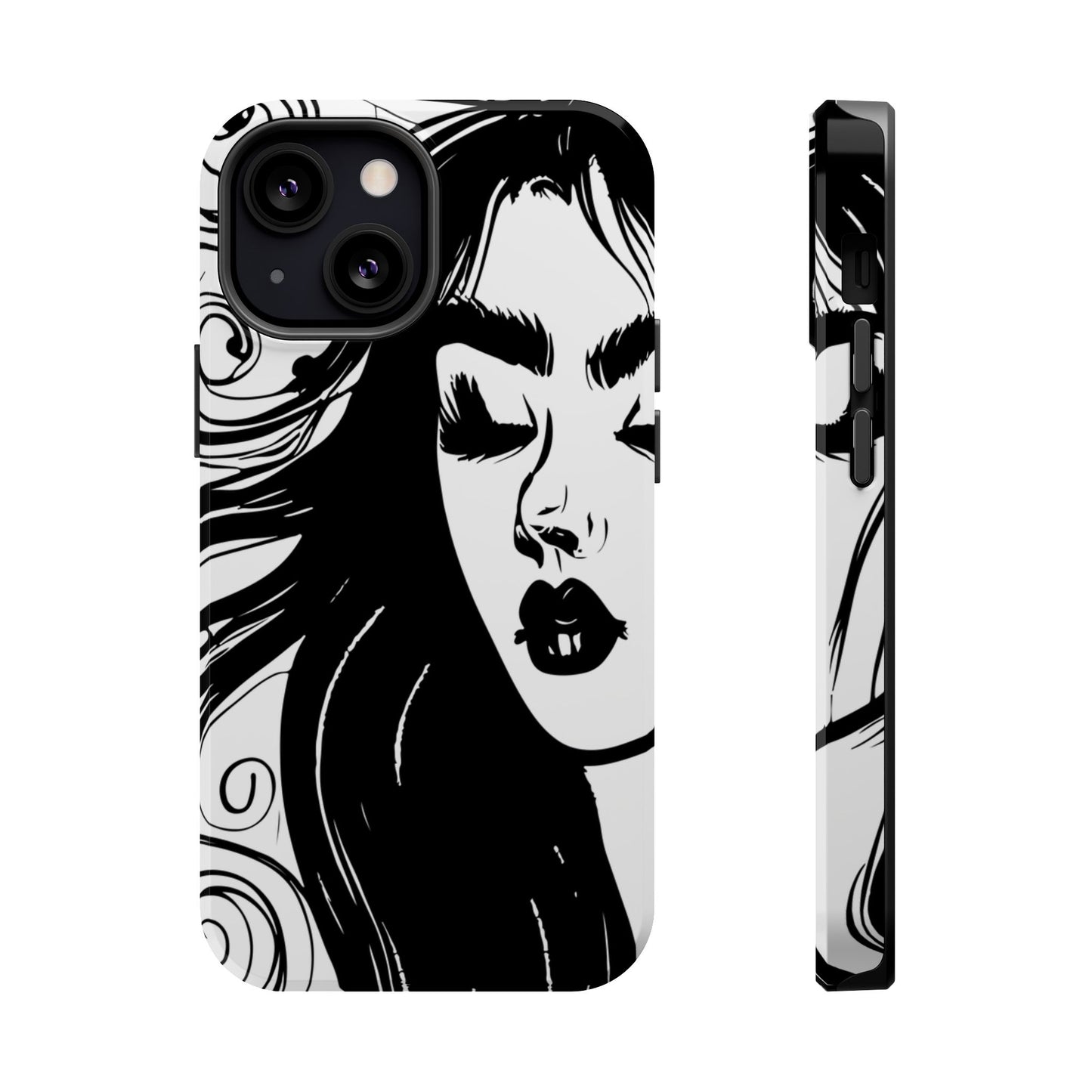 Artistic Black & White Portrait Phone Case — Magnetic Impact-Resistant