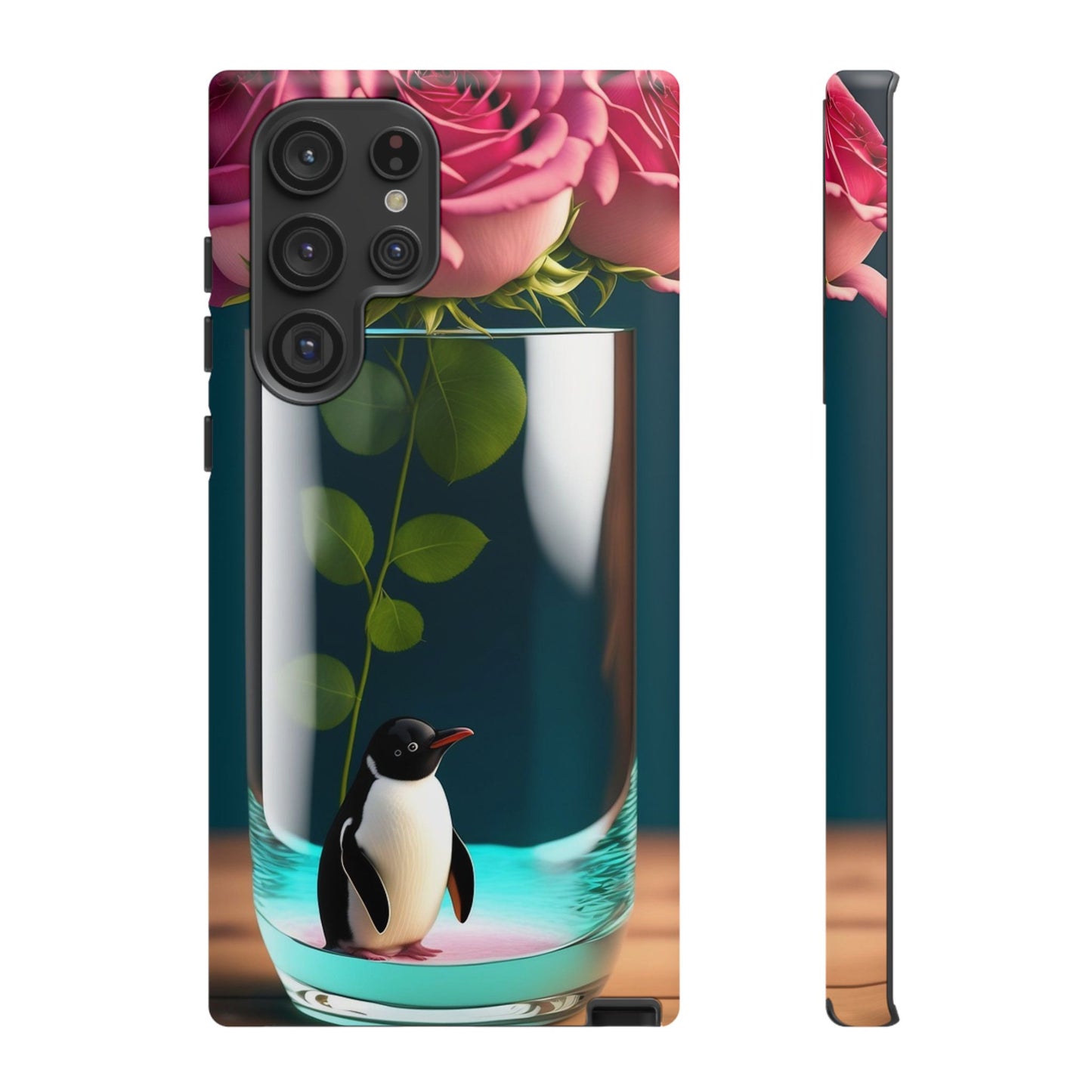 Penguin in a Glass Floral Tough Phone Case — Cute Protective Phone Cover