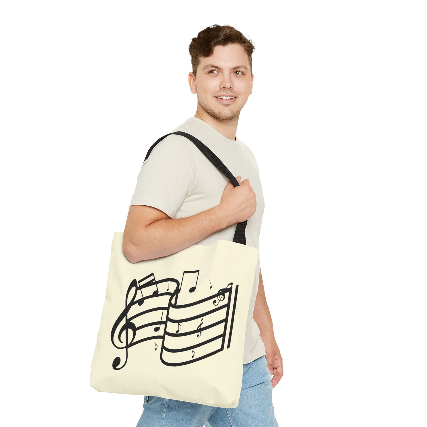 Music Notes Tote Bag — Sheet Melody Canvas Tote for Musicians & Music Lovers