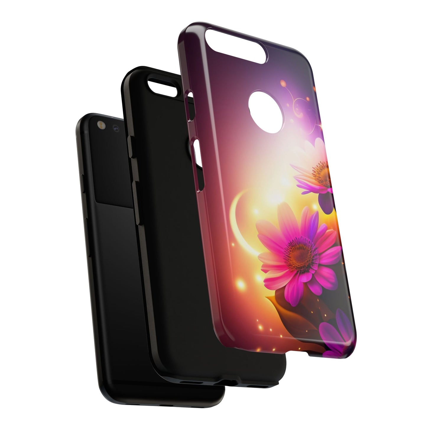 Floral Moonlight Phone Case – Purple Daisy Protective Cover