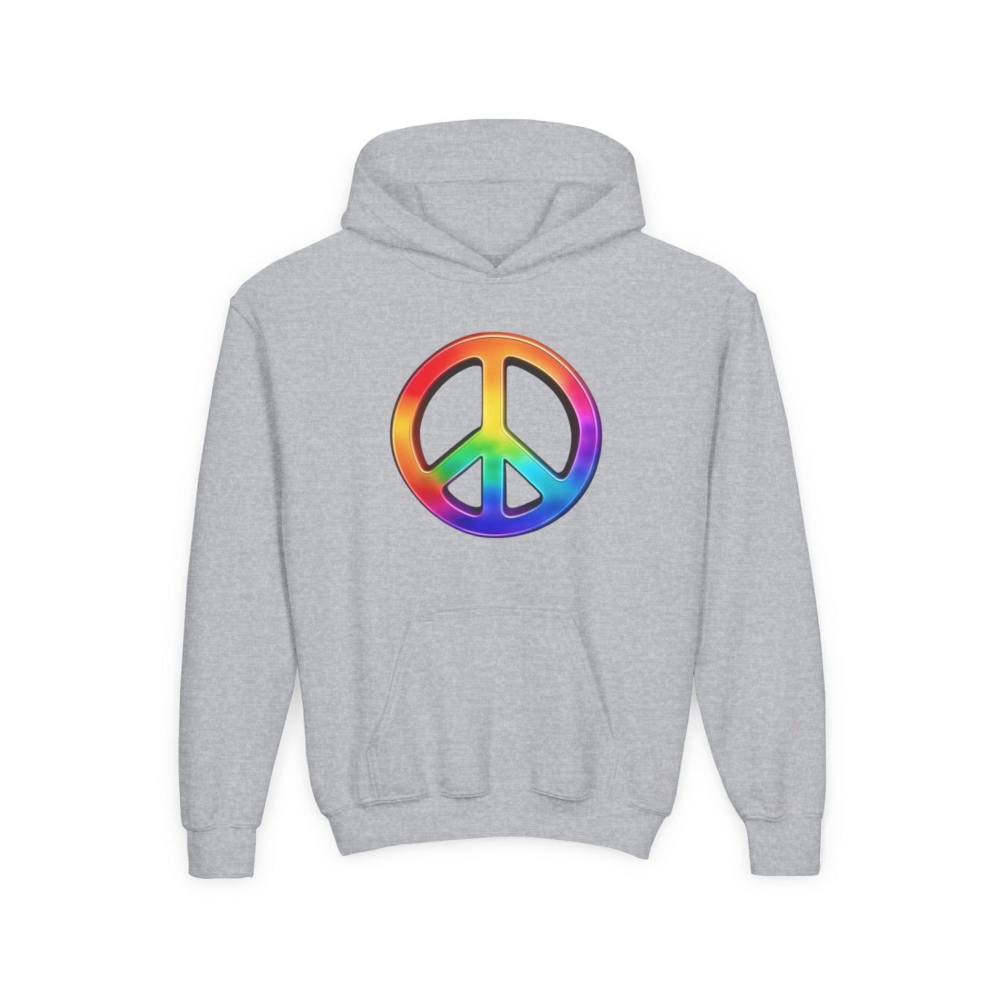 Youth Hoodie — Rainbow Peace Sign Pullover