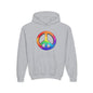 Youth Hoodie — Rainbow Peace Sign Pullover