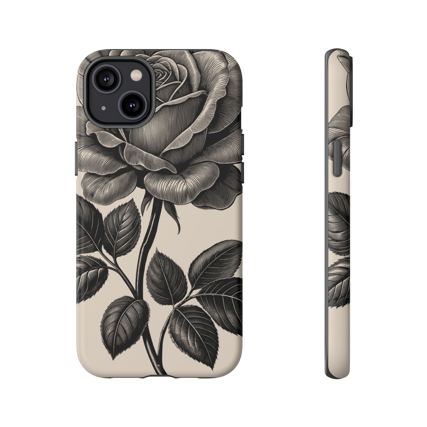 Black Rose Phone Case, Tough Cases with Floral Design, Elegant Tech Accessory, Gift for Flower Lovers, Stylish Protection