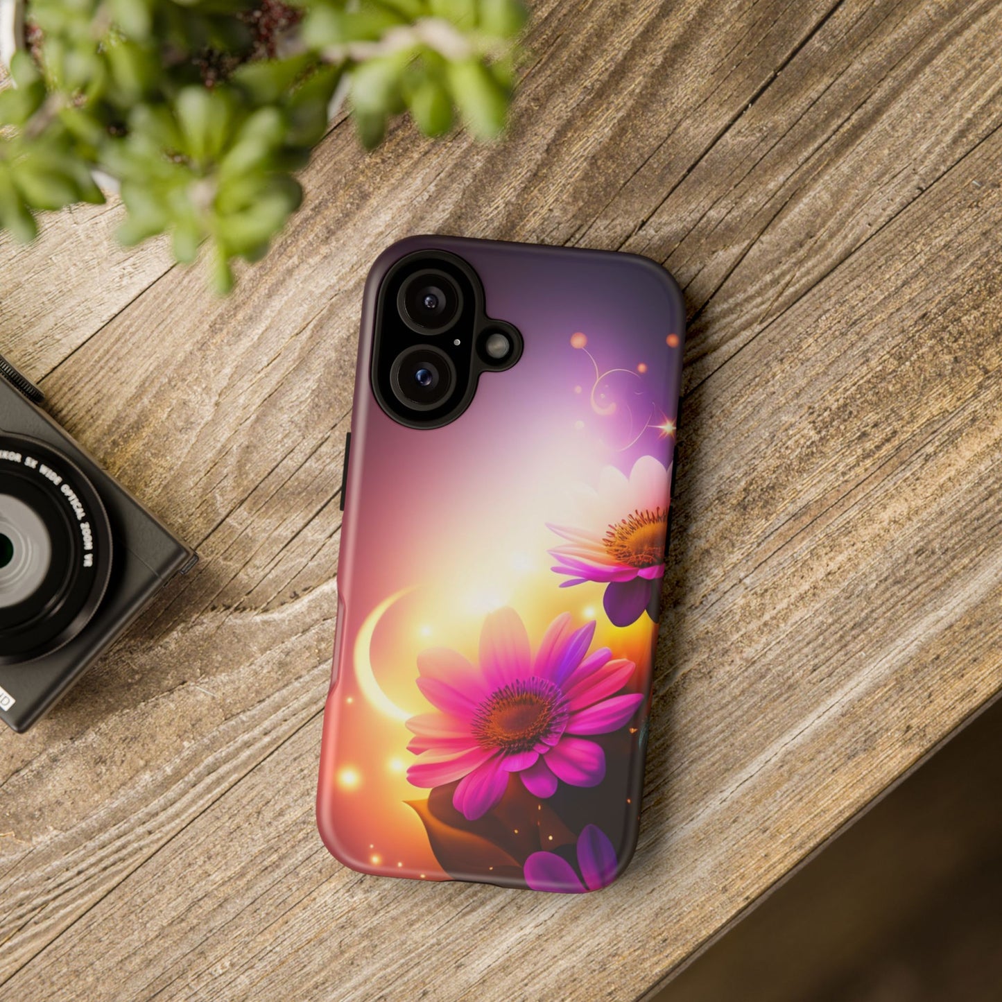 Floral Moonlight Phone Case – Purple Daisy Protective Cover
