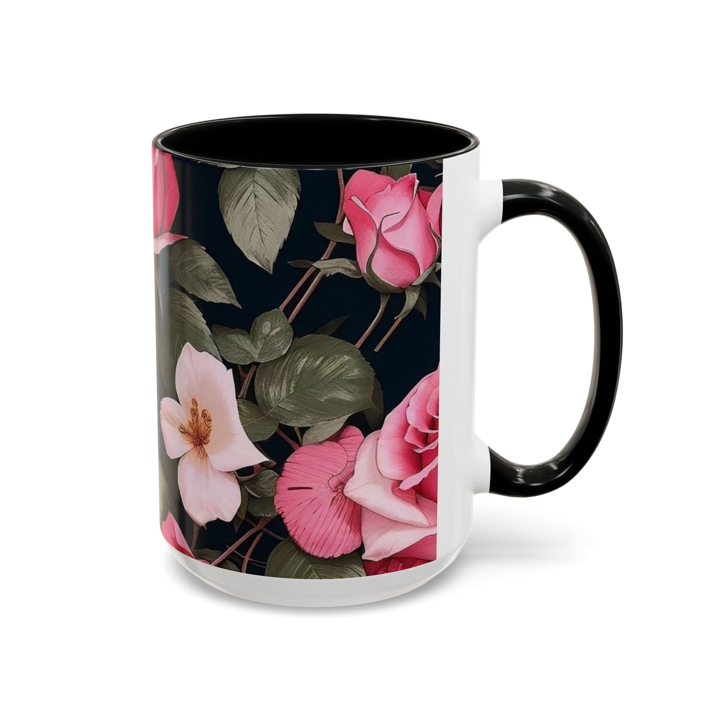 Floral Accent Coffee Mug, Gift for Her, Cute Floral Mug, Spring Decor, Coffee Lover Gift