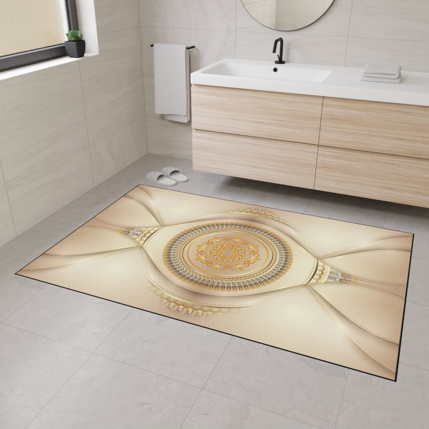 Ornate Mandala Floor Mat — Heavy-Duty Decorative Entrance Rug