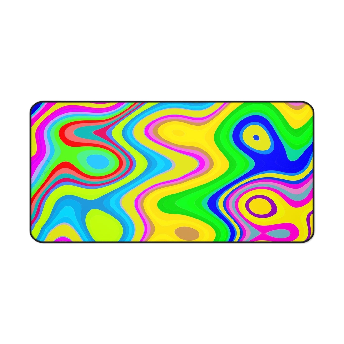Psychedelic Swirl Desk Mat — Bright Retro Abstract Mouse Pad