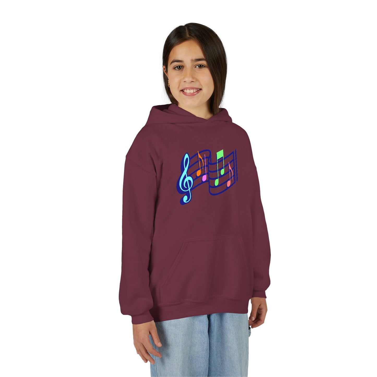 Kids Music Notes Hoodie — Colorful Treble Clef & Sheet Music Sweatshirt