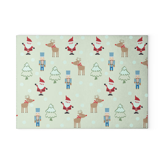 Festive Holiday Glass Cutting Board, Christmas Kitchen Decor, Seasonal Cooking Gift, Merry & Bright Kitchenware, Unique Holiday Tableware