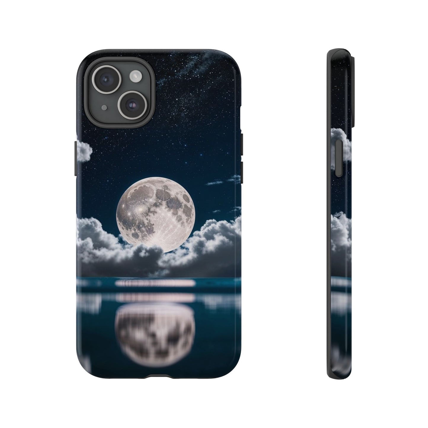 Moonlit Reflection Phone Case — Night Sky Moon & Clouds Tough Case
