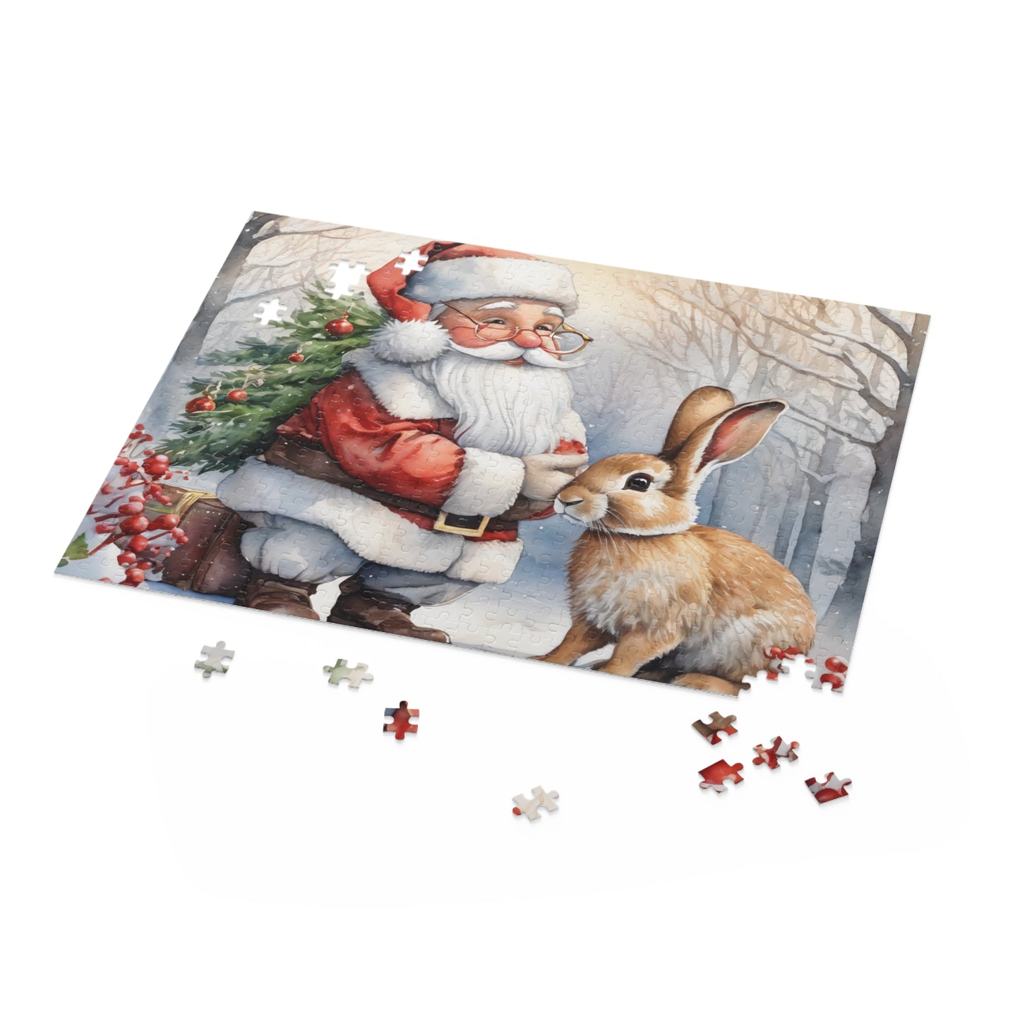Christmas Puzzle Featuring Santa and Bunny