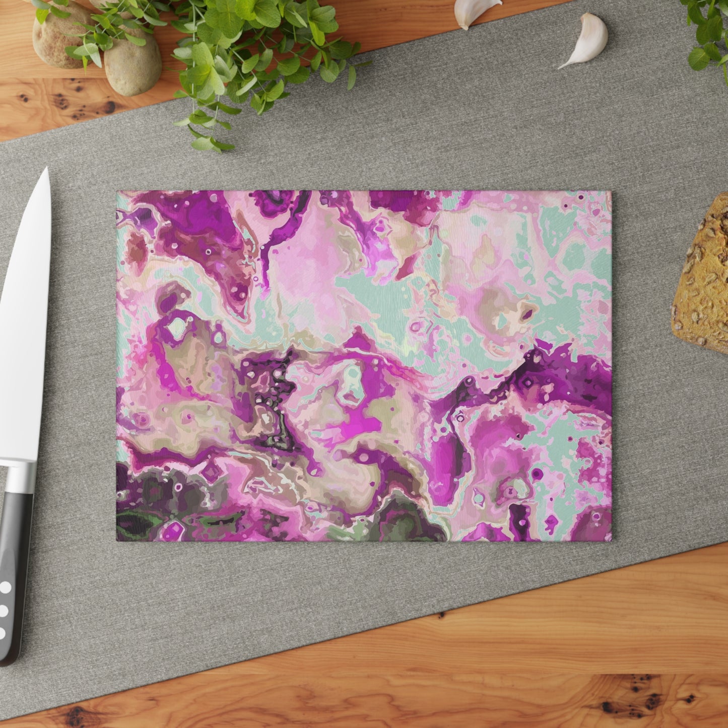 Artistic Glass Cutting Board, Pink Marble Kitchen Decor, Unique Gift for Chefs, Elegant Homeware, Bridal Shower Present, Modern [...]