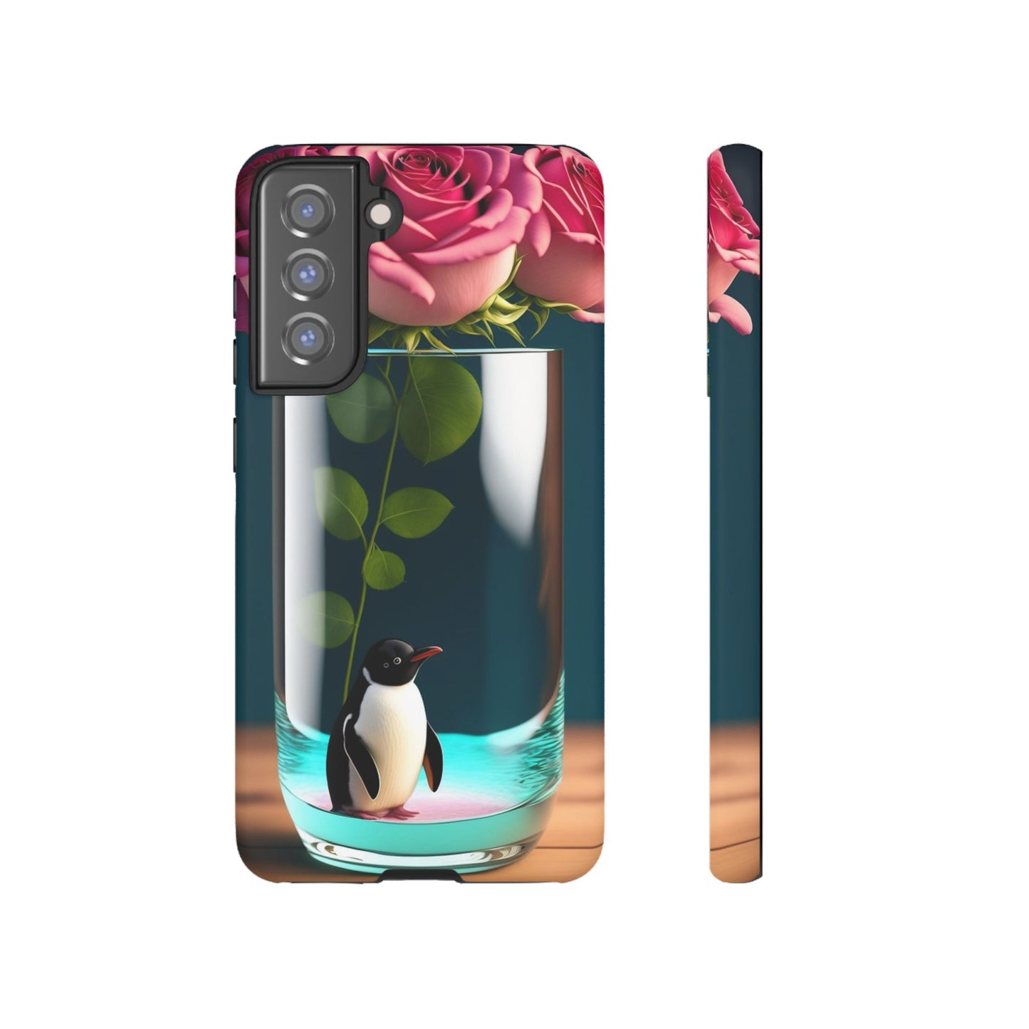 Penguin in a Glass Floral Tough Phone Case — Cute Protective Phone Cover