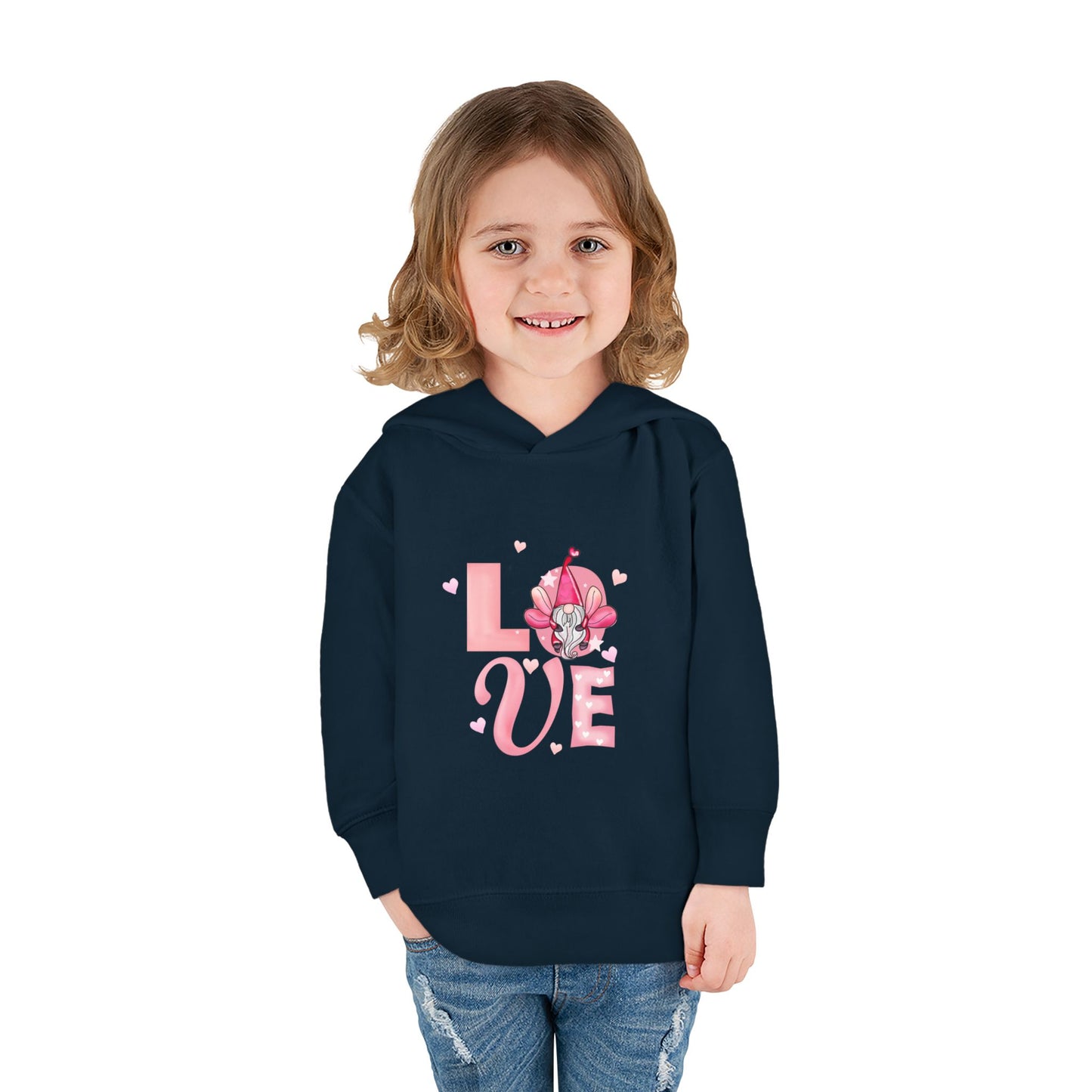 Toddler Hoodie — Pink "LOVE" Unicorn Heart Pullover