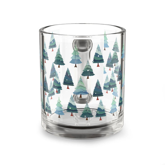 Festive Christmas Tree Glass Mug - Holiday Beverage Cup, Winter Gift, Coaster Companion, Hot Cocoa Mug, Seasonal Drinkware