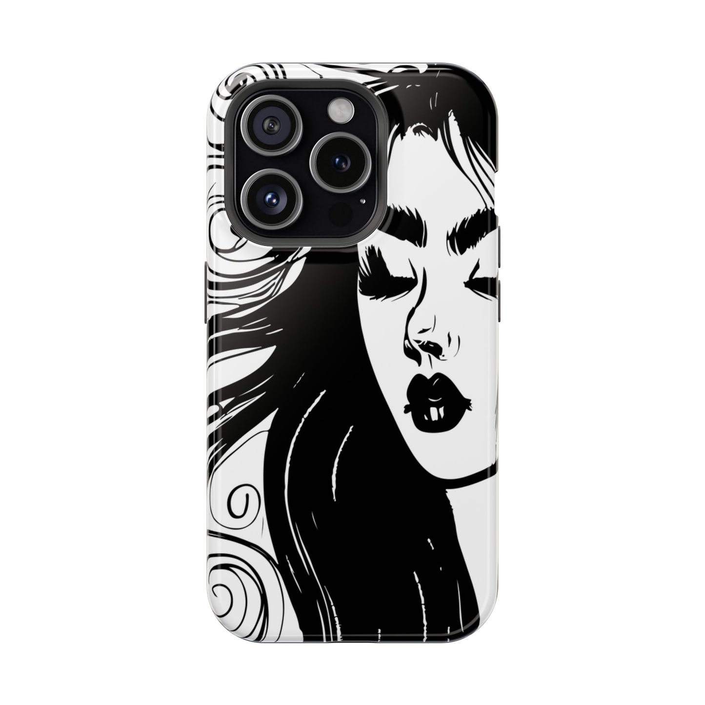 Artistic Black & White Portrait Phone Case — Magnetic Impact-Resistant