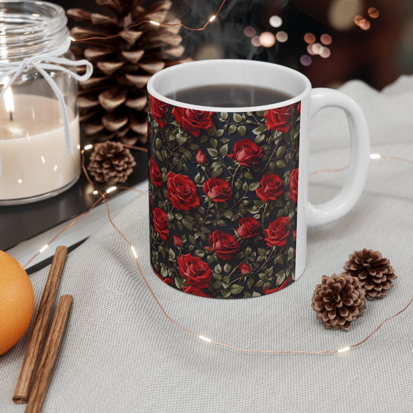 Elegant Floral Ceramic Mug with Roses | Perfect for Gifts, Valentine's Day, Mother's Day, Kitchen Decor, Tea Lovers