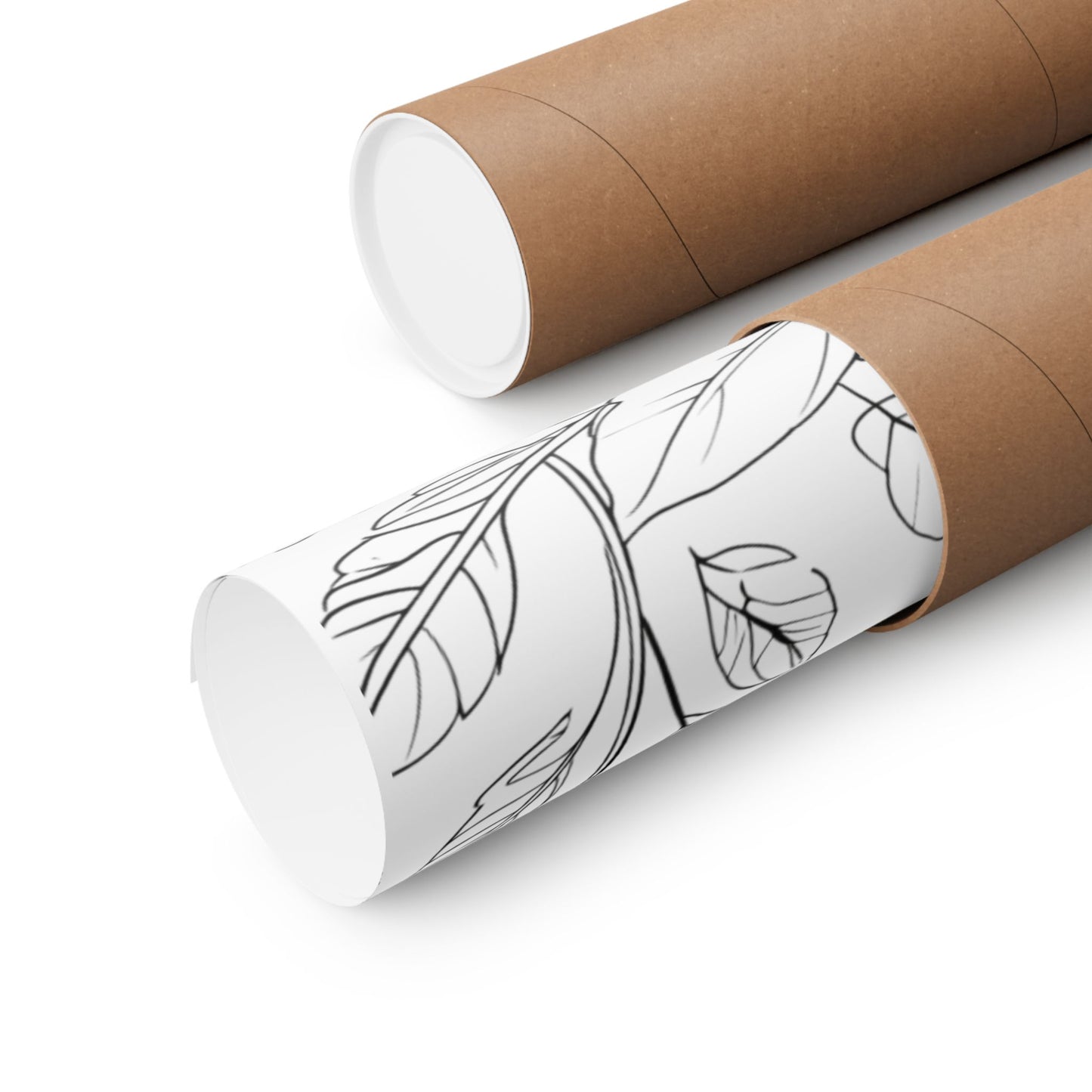 Botanical Ladybug Matte Poster — Floral Line Art Vertical Wall Print