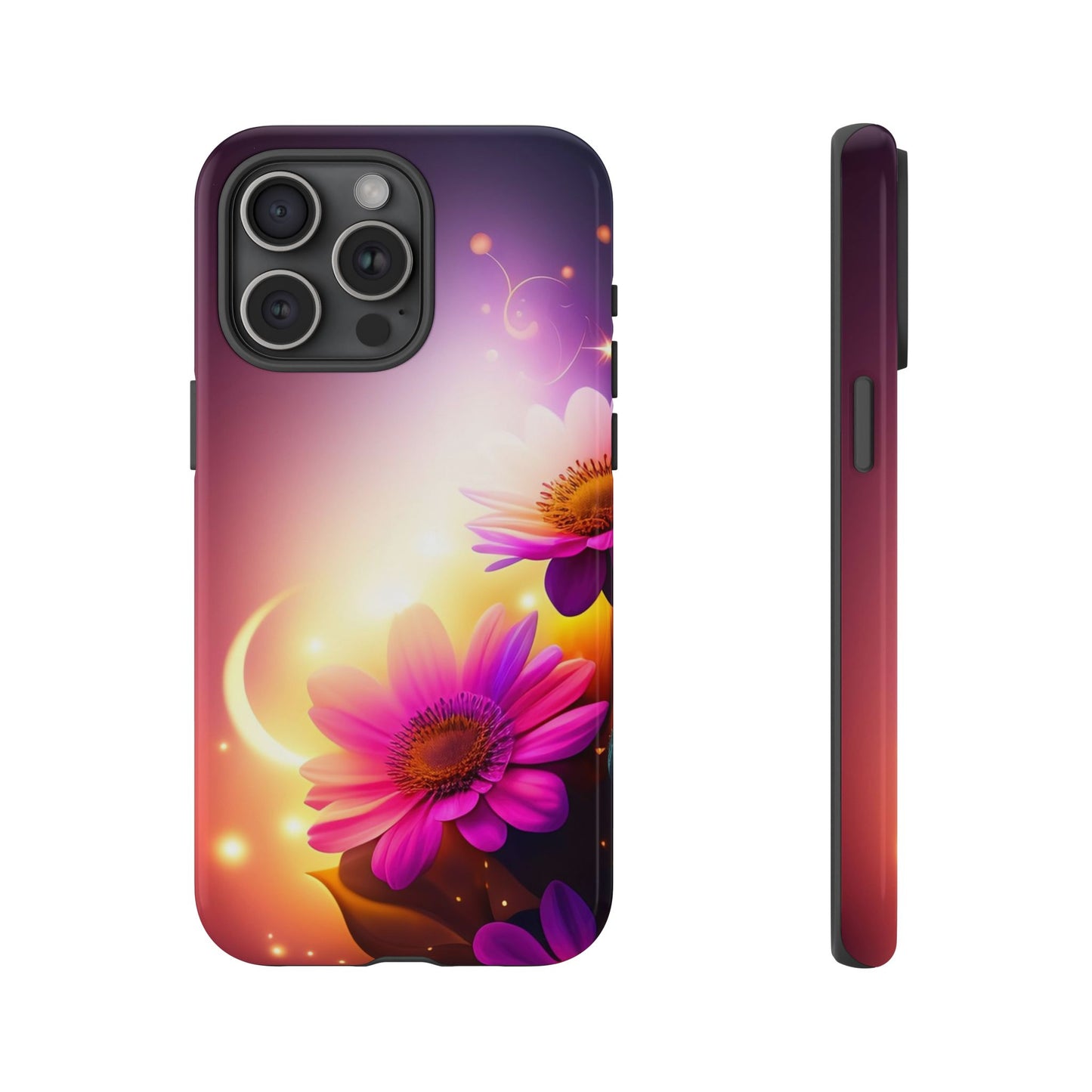 Floral Moonlight Phone Case – Purple Daisy Protective Cover