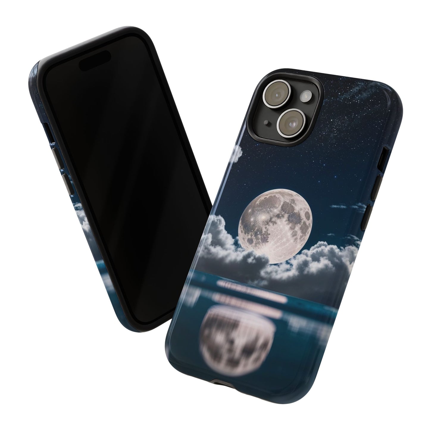 Moonlit Reflection Phone Case — Night Sky Moon & Clouds Tough Case