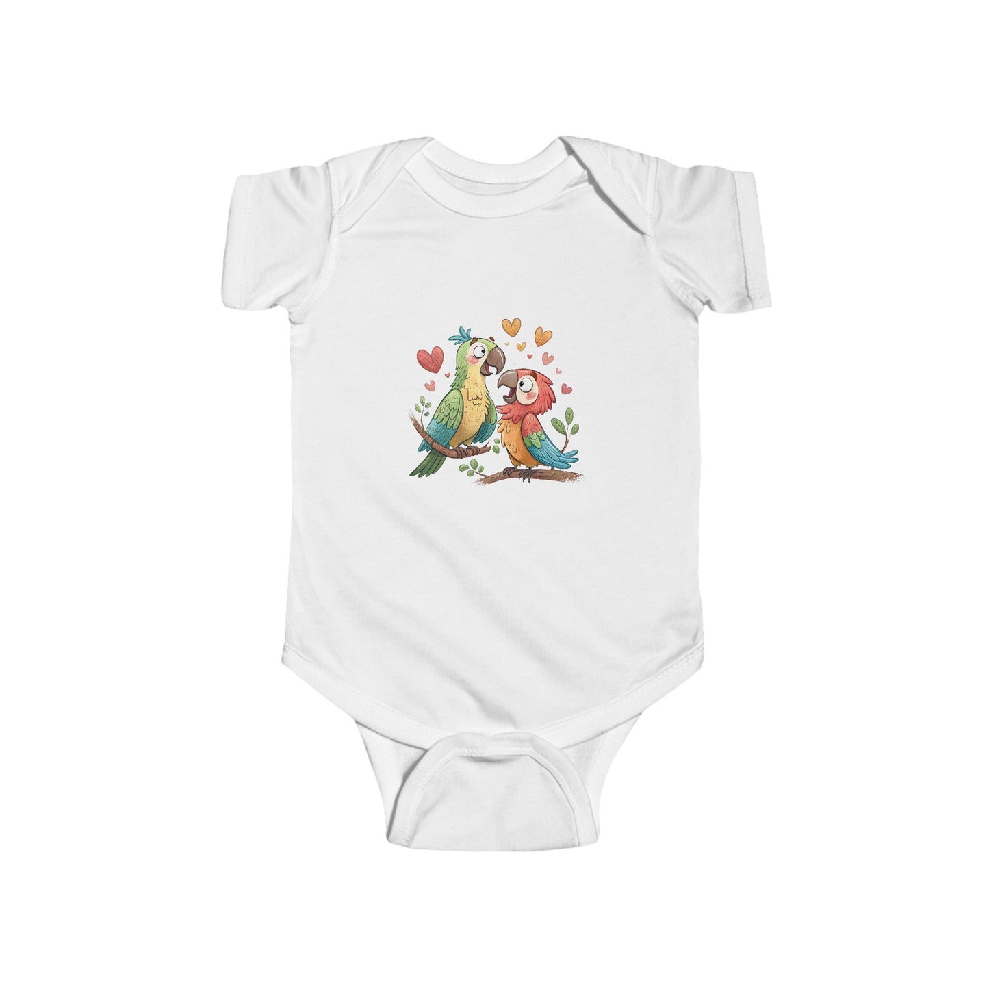 Baby Bodysuit — Cute Parrot & Sloth Love Graphic Infant Onesie