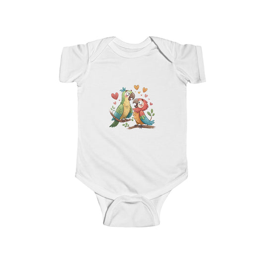 Baby Bodysuit — Cute Parrot & Sloth Love Graphic Infant Onesie