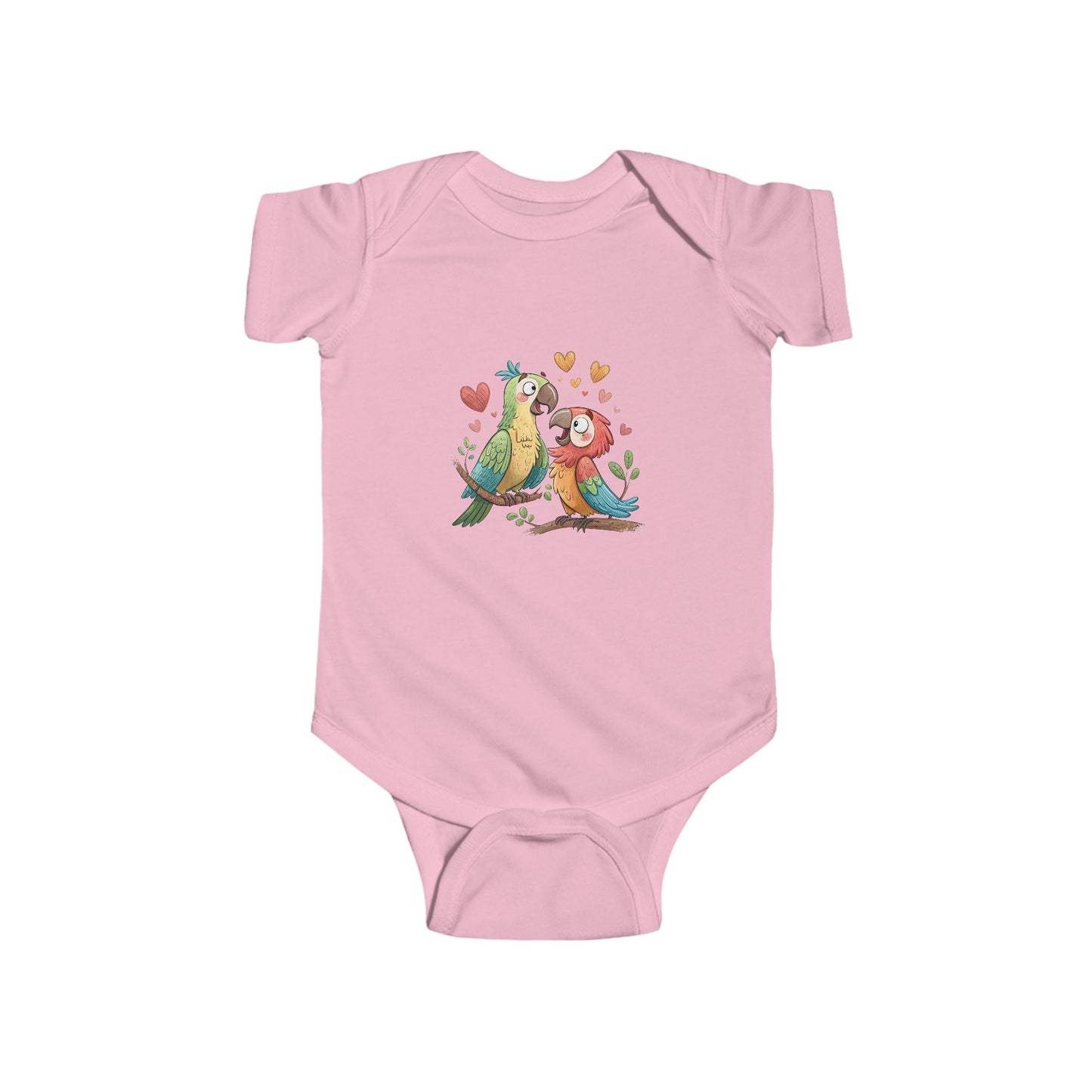 Baby Bodysuit — Cute Parrot & Sloth Love Graphic Infant Onesie