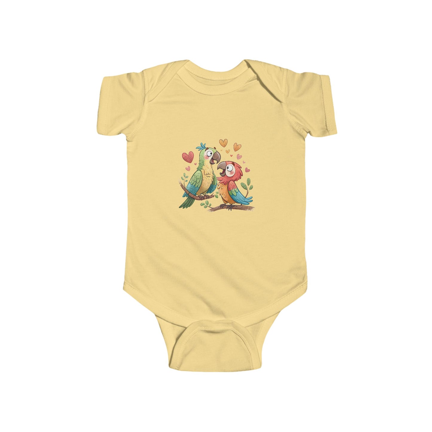 Baby Bodysuit — Cute Parrot & Sloth Love Graphic Infant Onesie