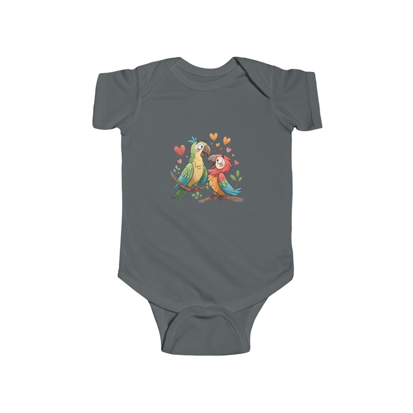 Baby Bodysuit — Cute Parrot & Sloth Love Graphic Infant Onesie