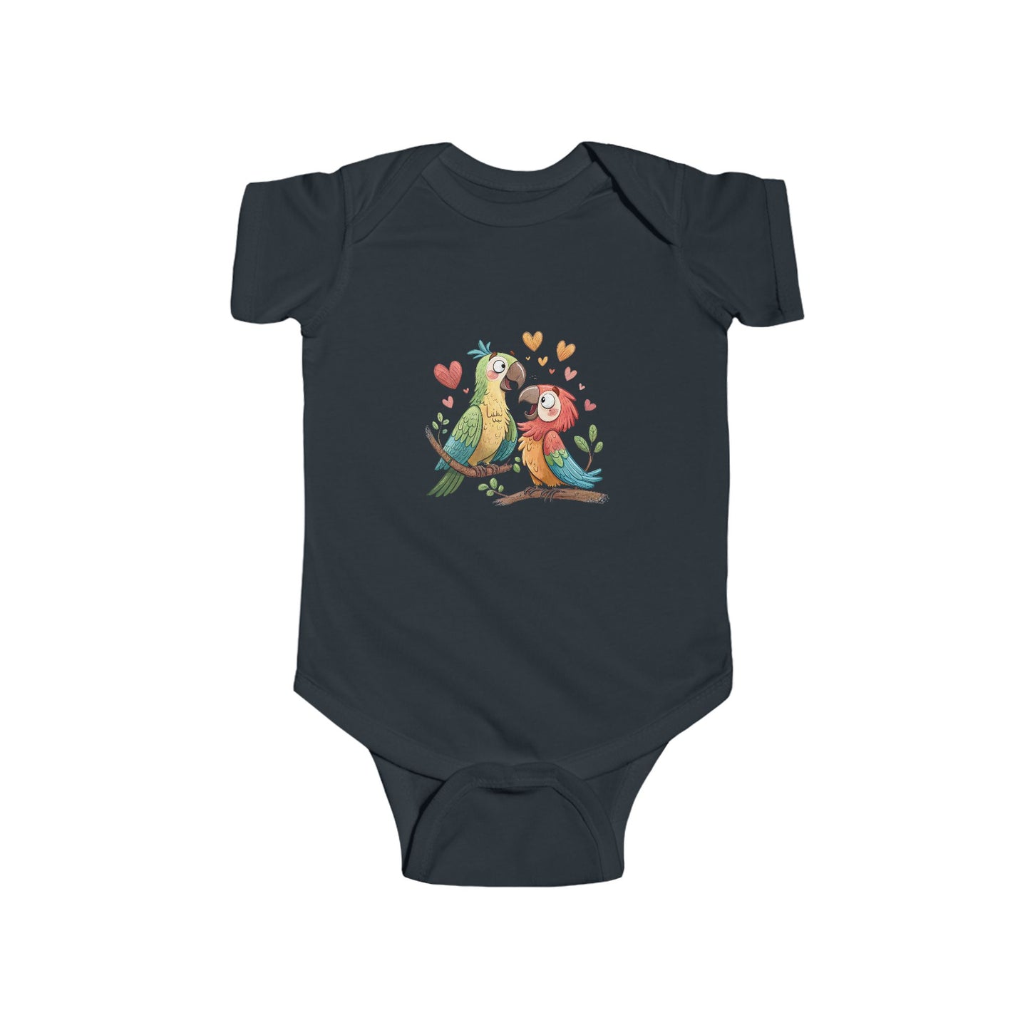 Baby Bodysuit — Cute Parrot & Sloth Love Graphic Infant Onesie