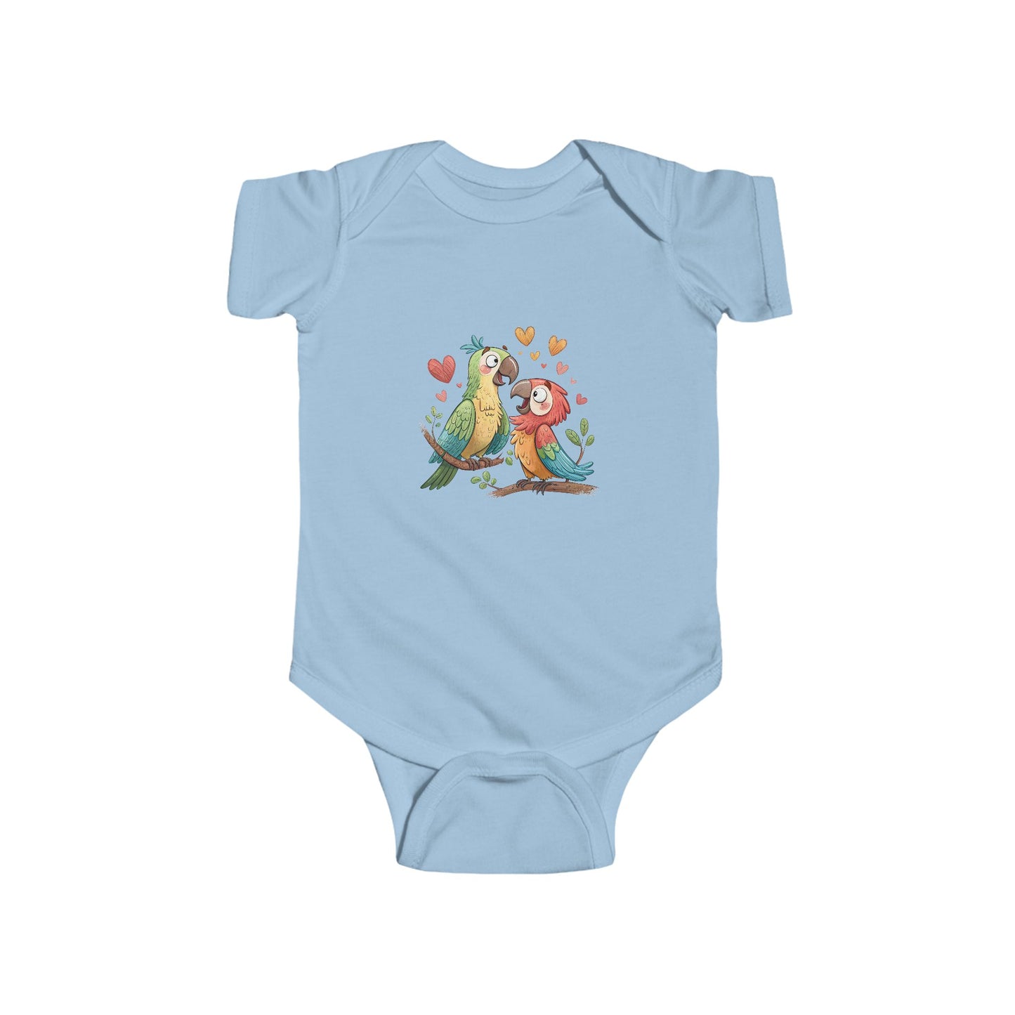 Baby Bodysuit — Cute Parrot & Sloth Love Graphic Infant Onesie