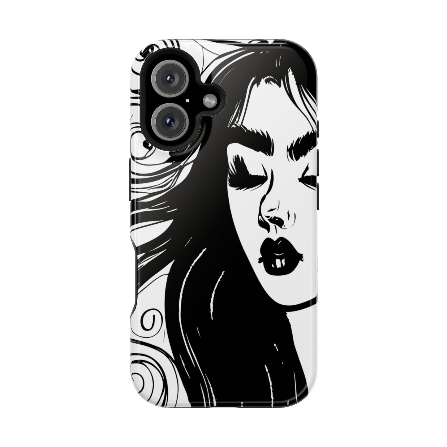 Artistic Black & White Portrait Phone Case — Magnetic Impact-Resistant