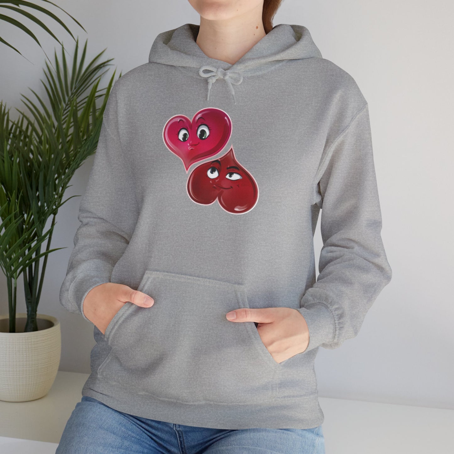 Heart Buds Hoodie — Cute Pair of Cheeky Heart Characters, Valentine’s Day Gift