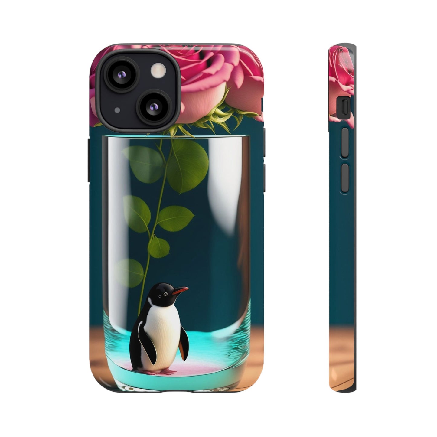 Penguin in a Glass Floral Tough Phone Case — Cute Protective Phone Cover