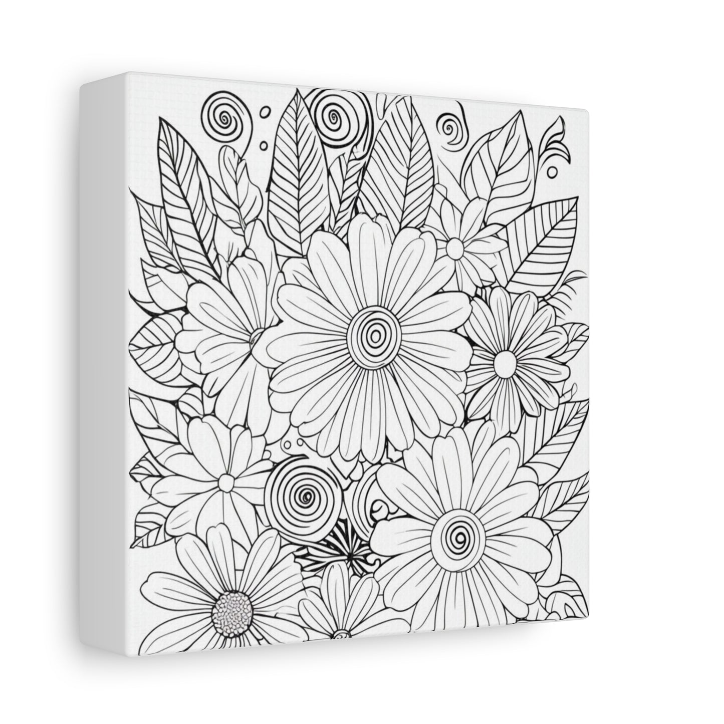 COLOR IT YOURSELF Floral Doodle Canvas Art — Black & White Bouquet Stretched Canvas