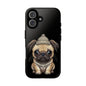 Pug Phone Case – Cute Pug Puppy Illustration on Black Tough Case