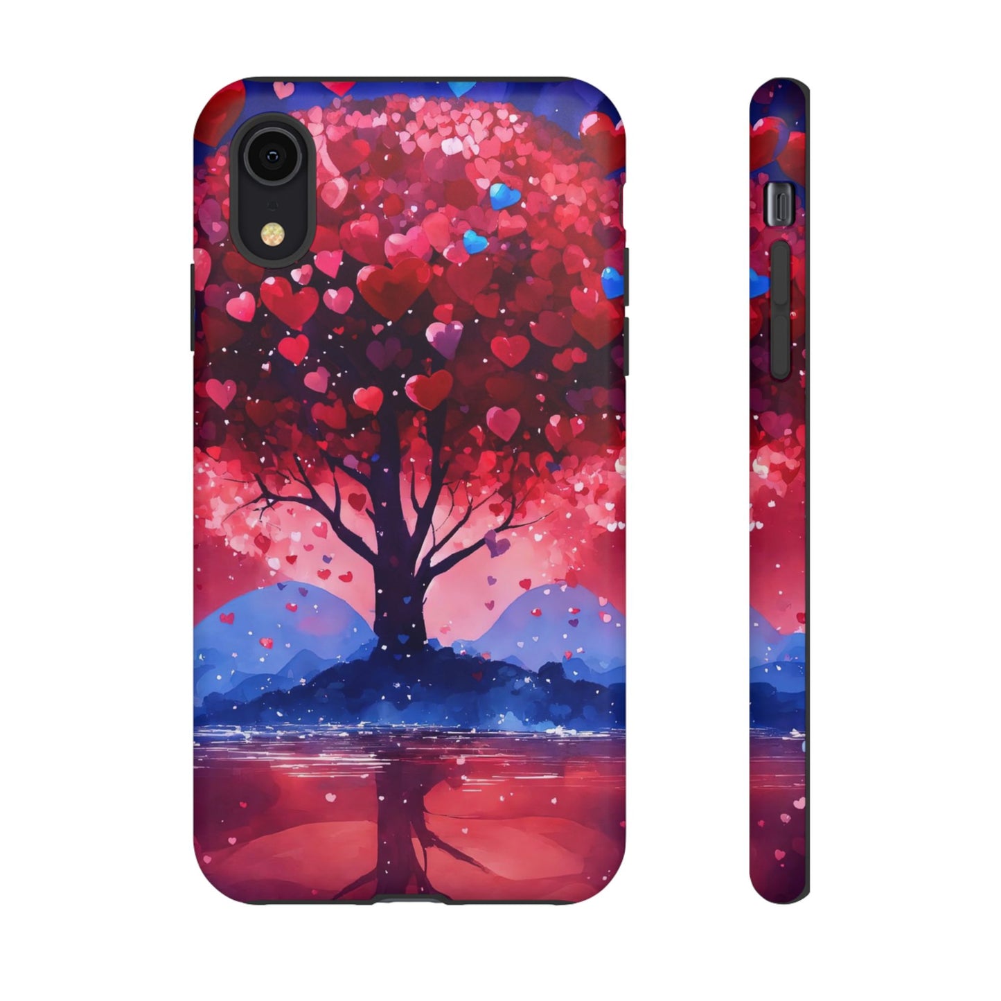 Heart Tree Phone Case — Romantic Red & Blue Protective Tough Case