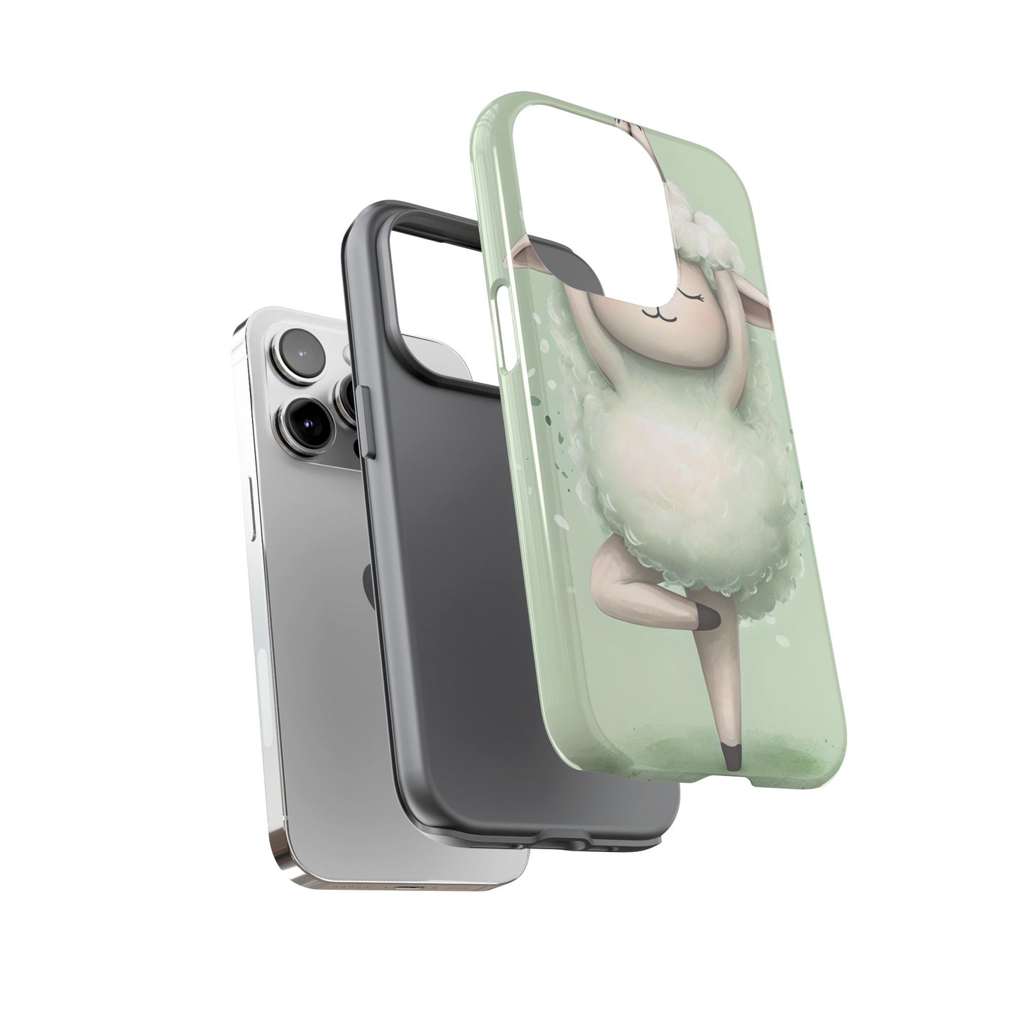 Cute Yoga Sheep Phone Case — Pastel Lamb Ballerina Protective Cover