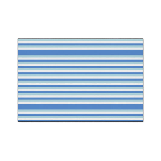 Striped Blue Heavy-Duty Floor Mat — Durable Non-Slip Entry Rug