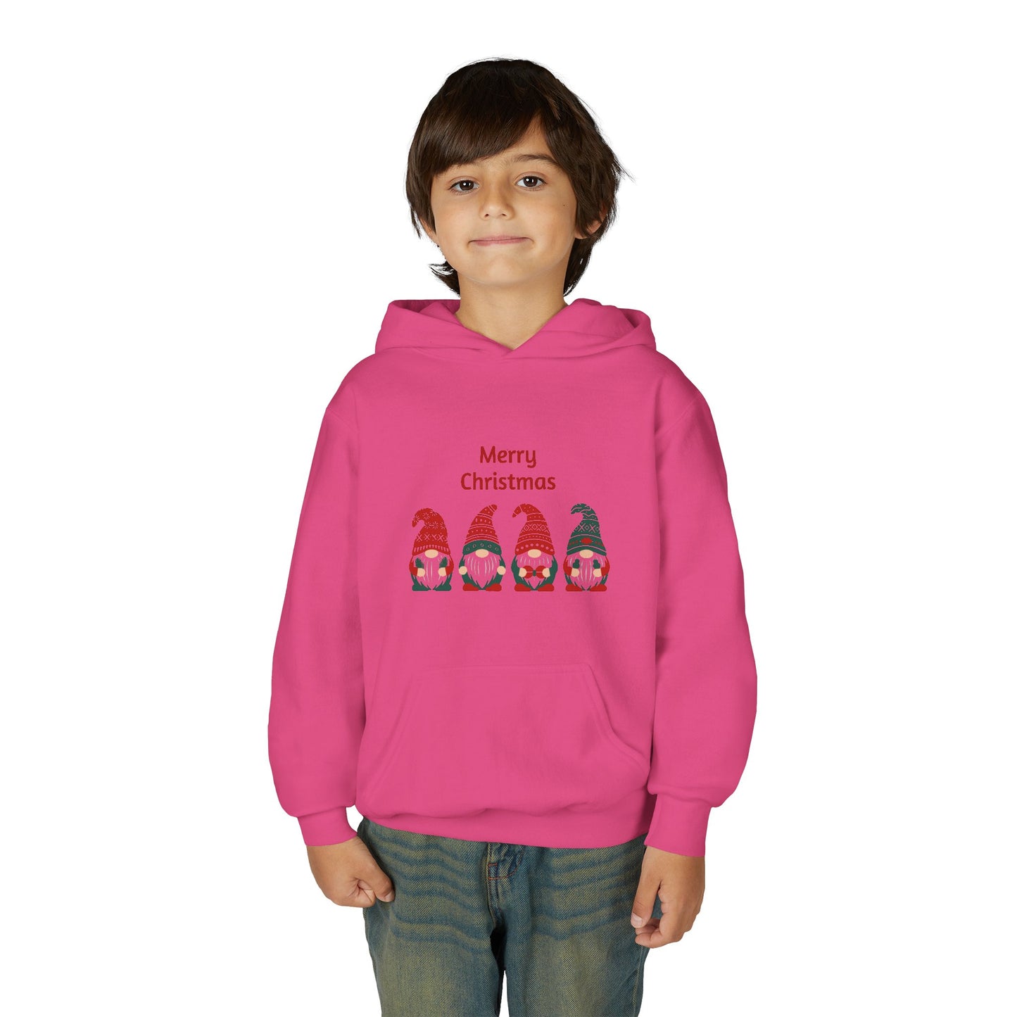 Youth Christmas Gnome Hoodie - "Merry Christmas" Holiday Kids Sweatshirt