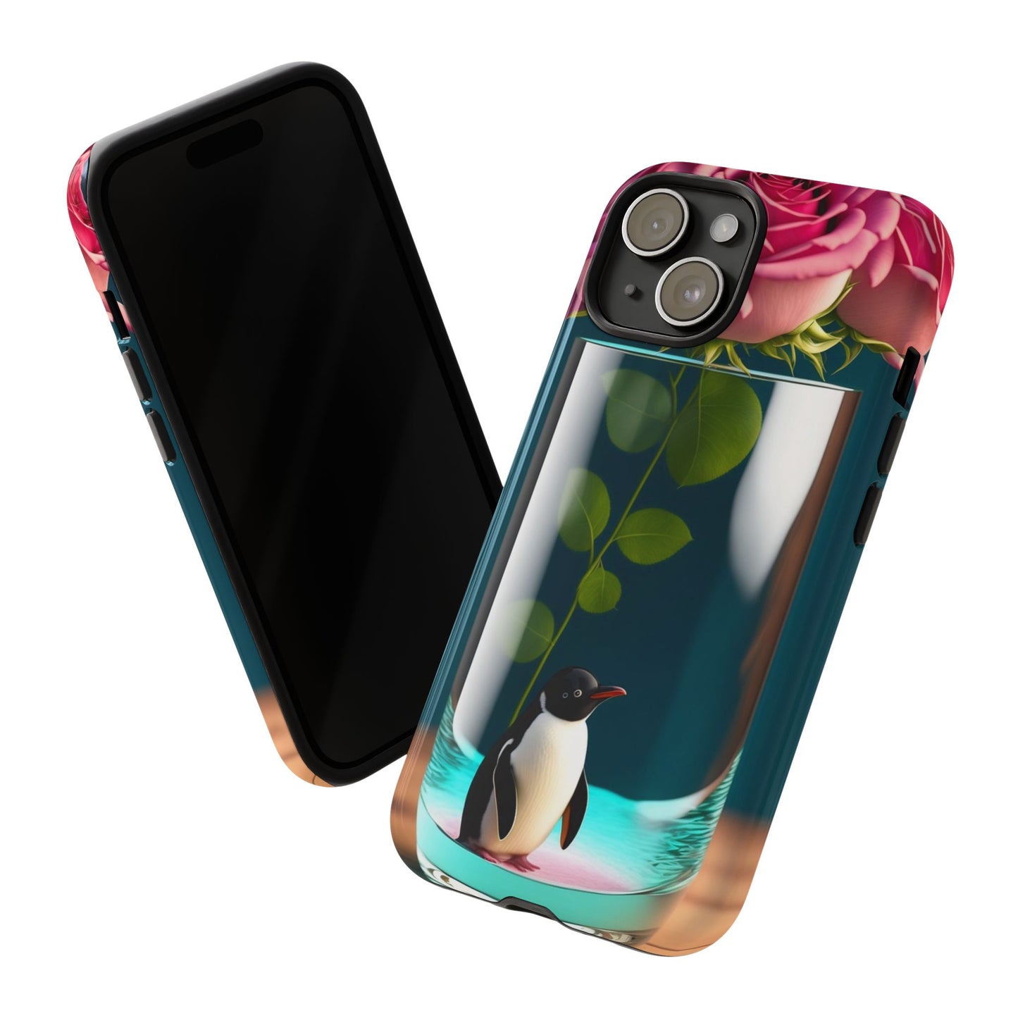 Penguin in a Glass Floral Tough Phone Case — Cute Protective Phone Cover