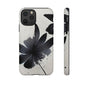 Monochrome Floral Tough Phone Case — Black Ink Flower Protective Cover
