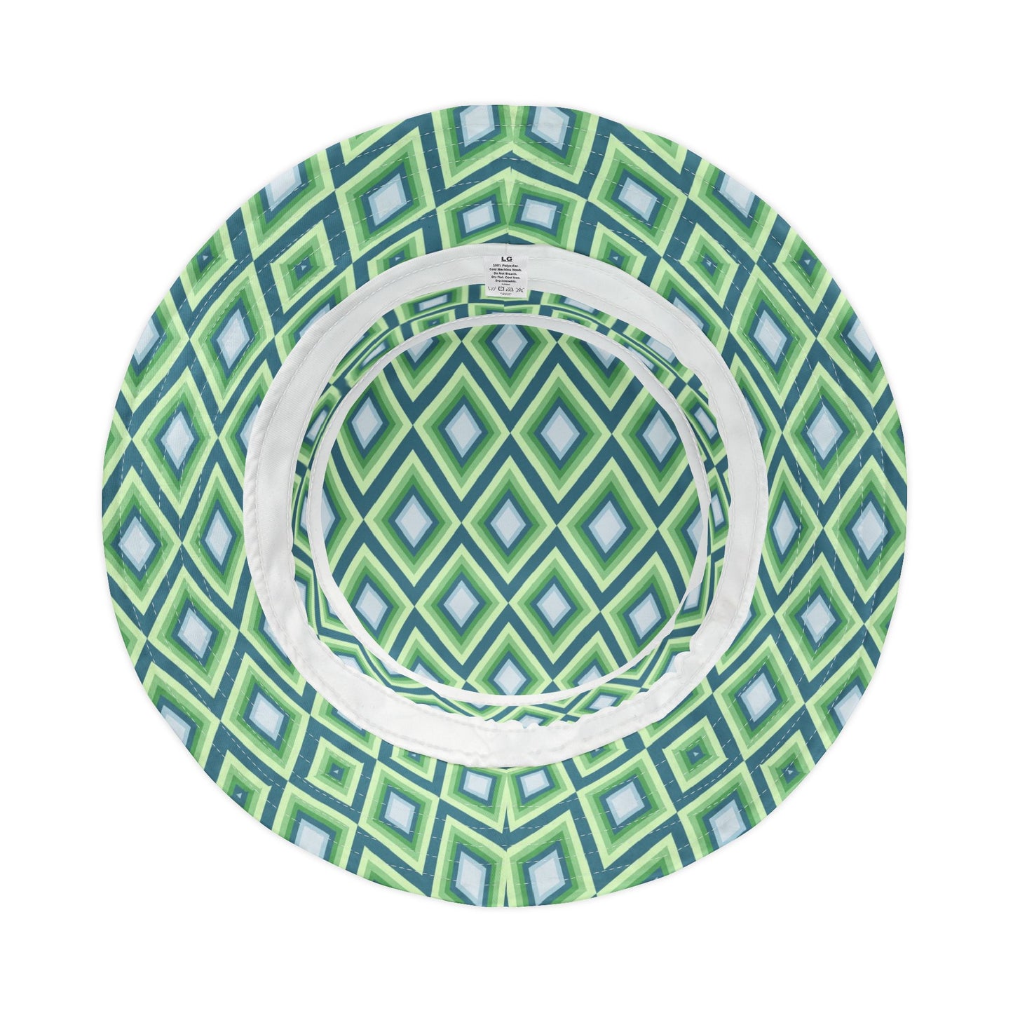 Green Geometric Diamond Pattern Bucket Hat