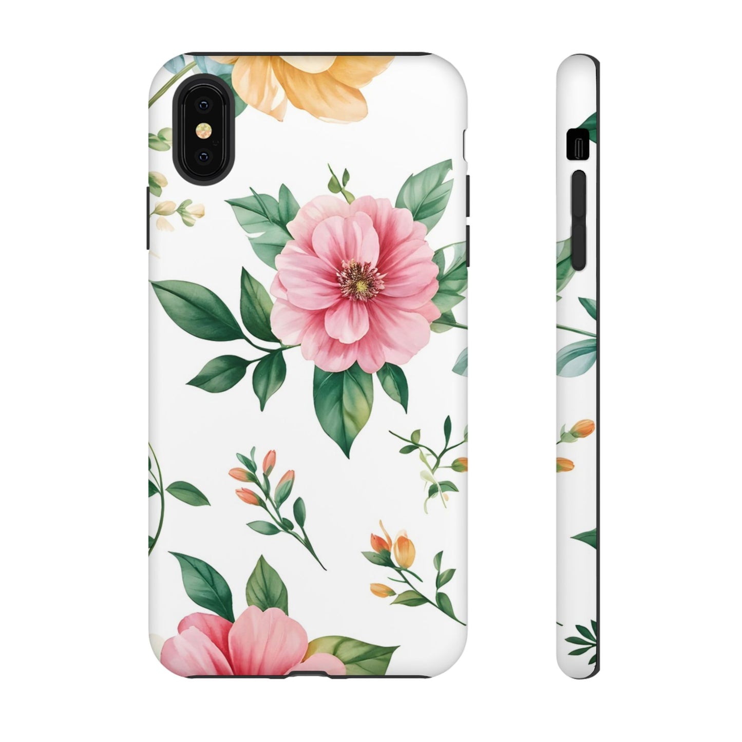 Floral Tough Phone Case — Pink Peony Protective Phone Cover