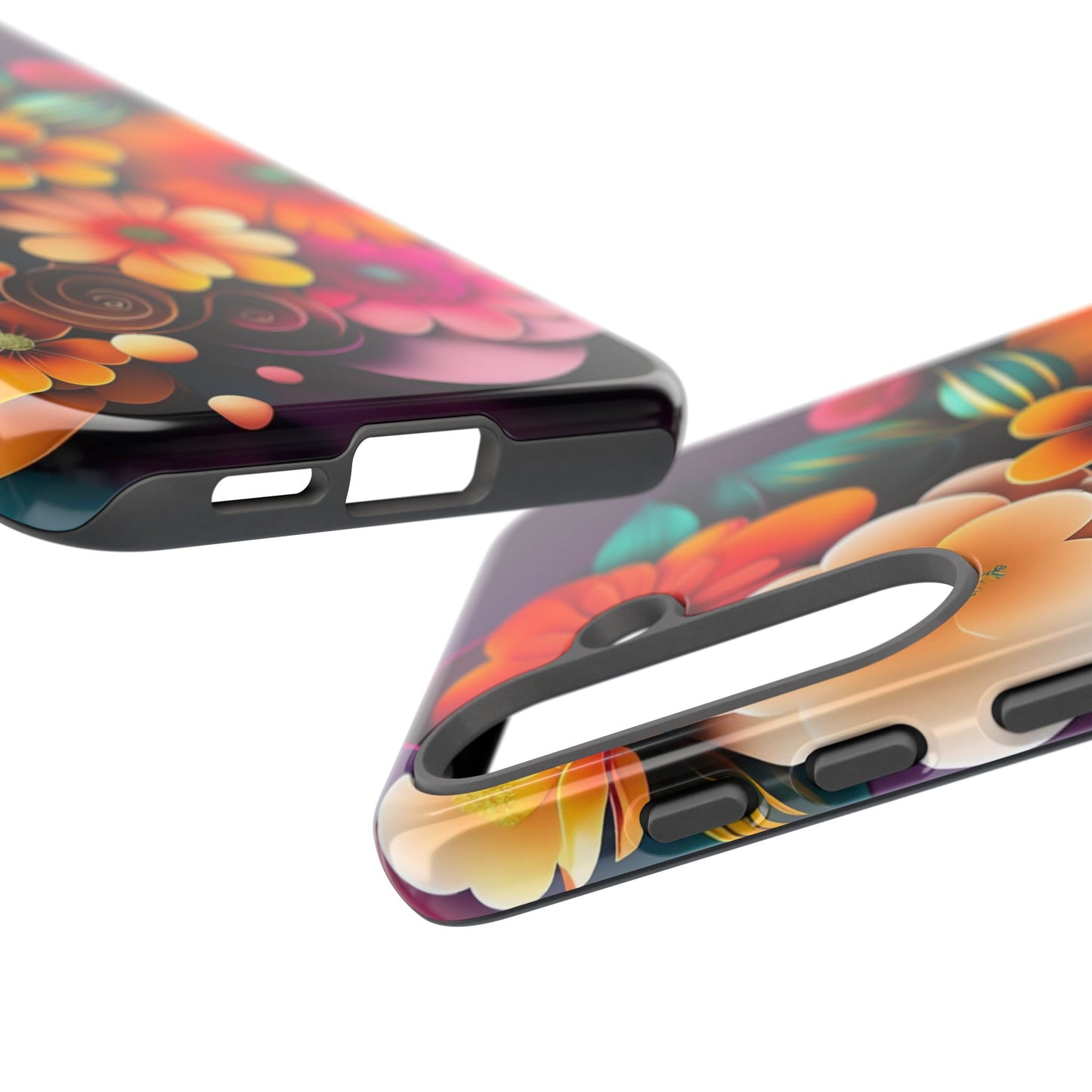 Floral Burst Tough Phone Case — Colorful Retro Flowers Protective Cover